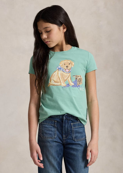 Camiseta Puppy Print Celadon