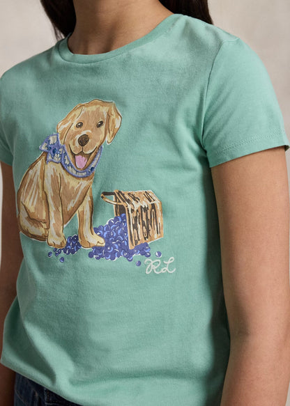 Camiseta Puppy Print Celadon