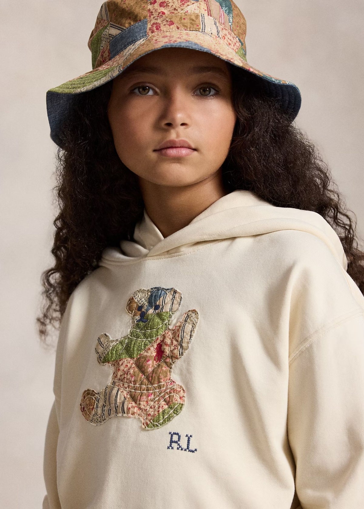 Hoodie Polo Bear Patchwork Blanco Crema