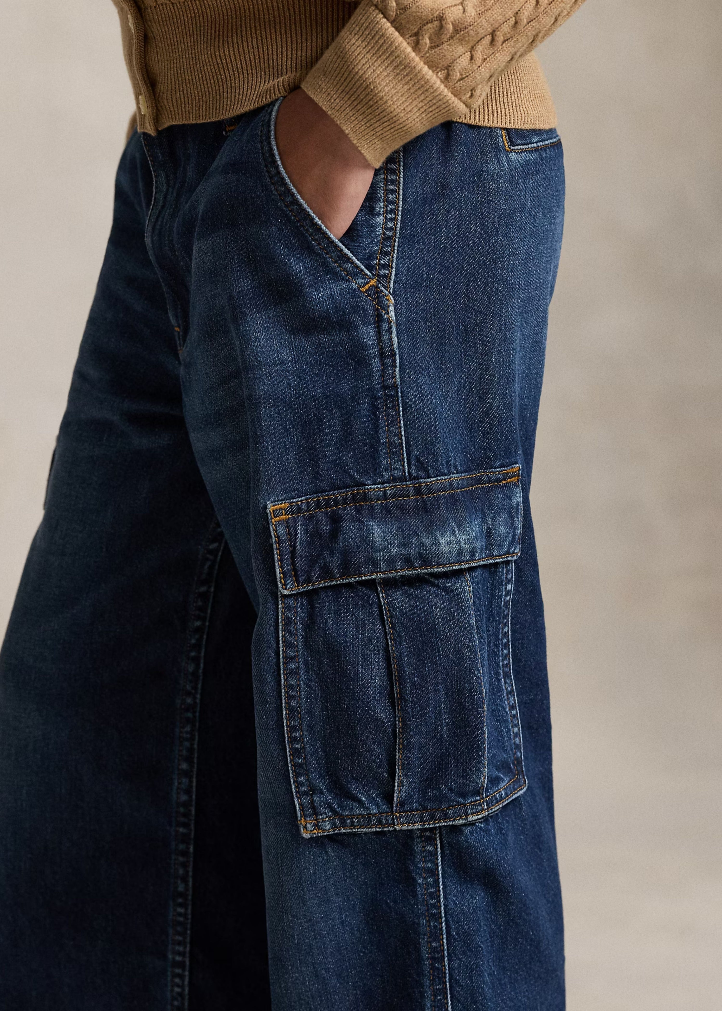Jeans Cargo Wide - Leg Algodón Indigo