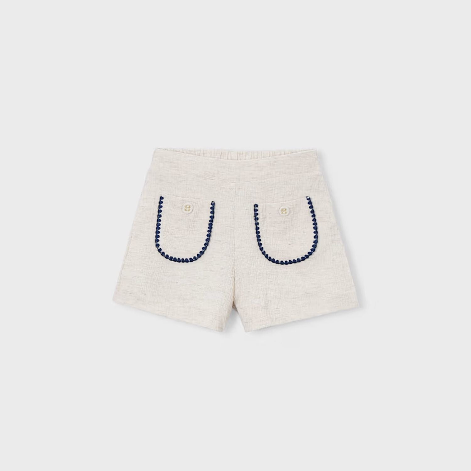 Shorts Bolsillos Bordados Lino
