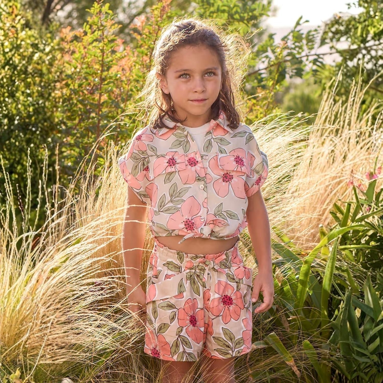 Shorts Floral Art Mandarina