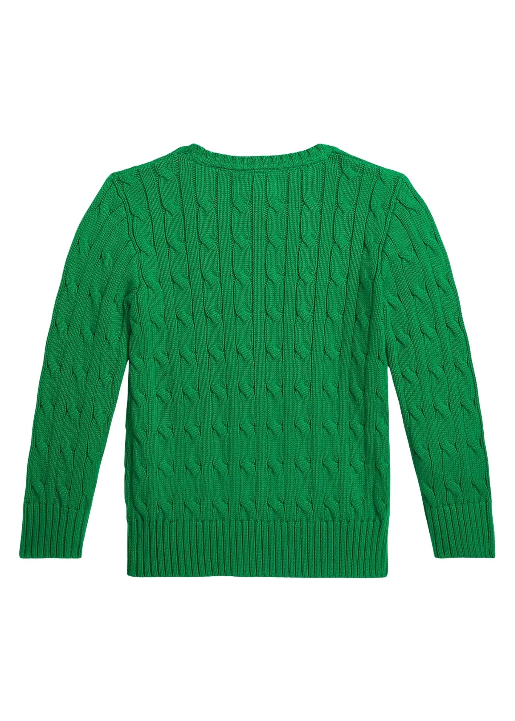Sweater Clásico Trenzado Verde Algodón