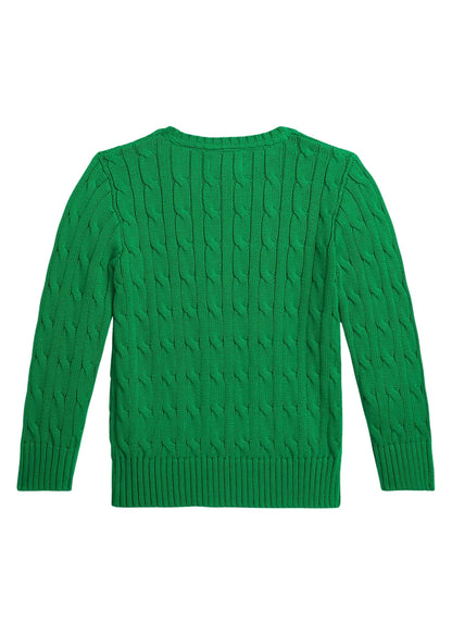 Sweater Clásico Trenzado Verde Algodón