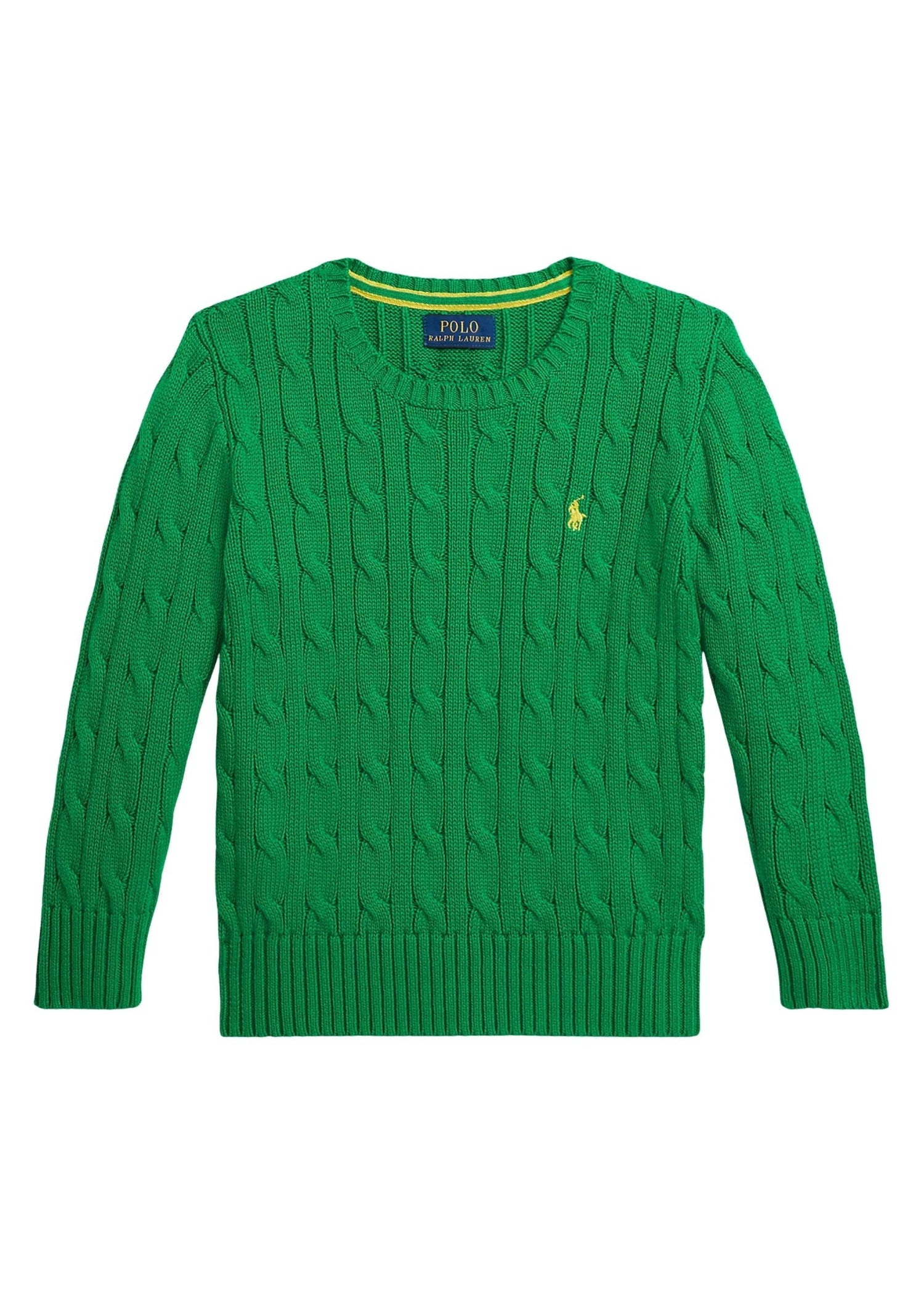 Sweater Clásico Trenzado Verde Algodón