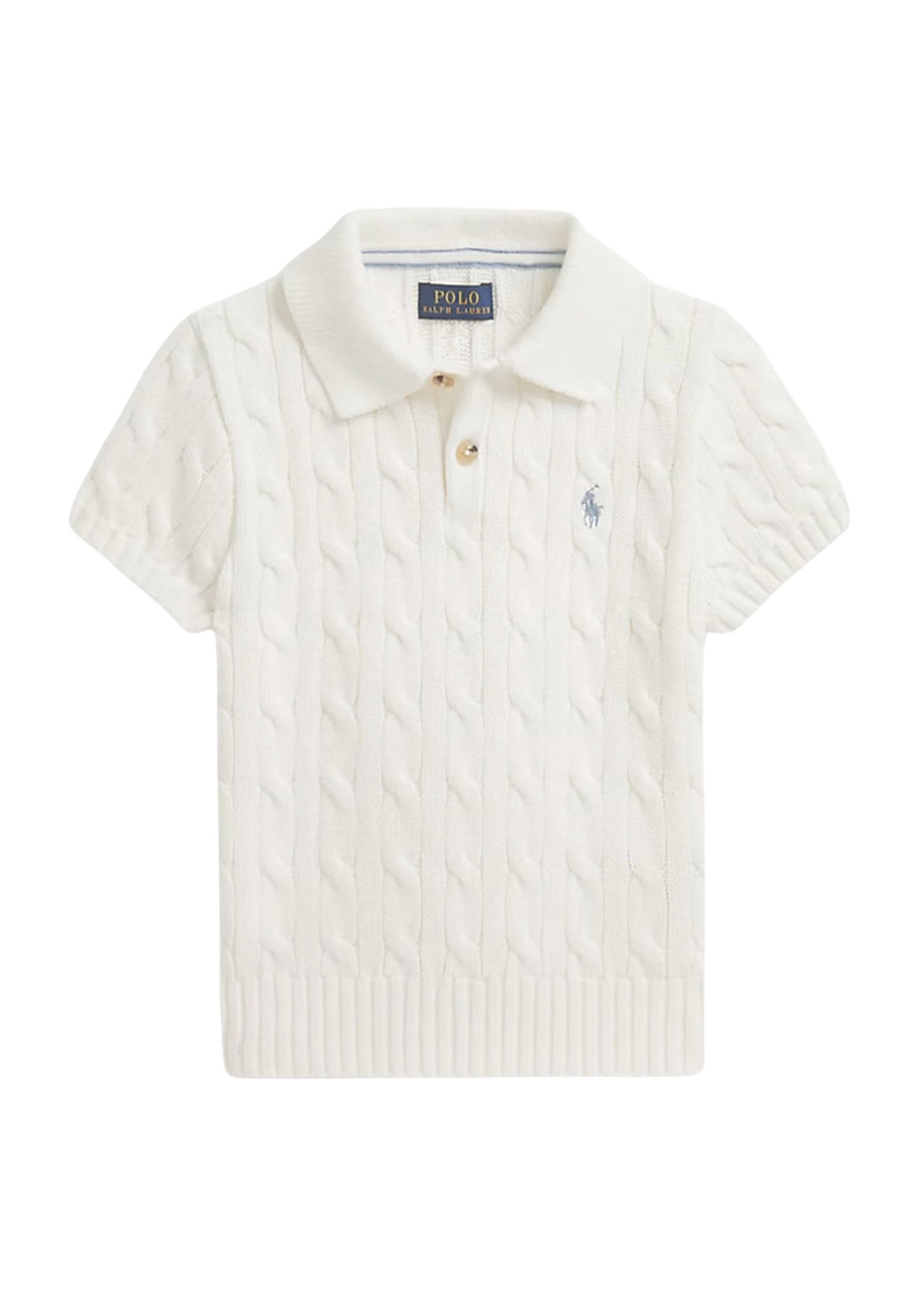Polo Tejido Trenzado Blanco