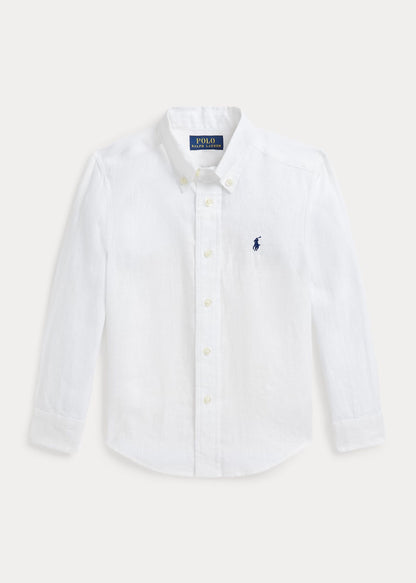 Camisa Blanca Lino Manga Larga Niño