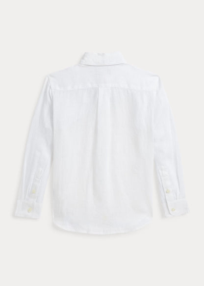 Camisa Blanca Lino Manga Larga Niño