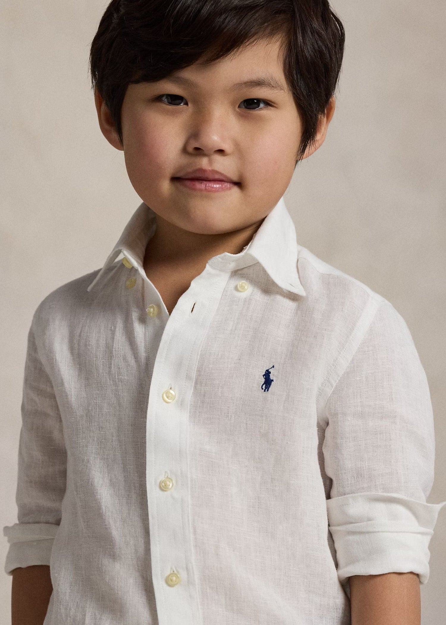 Camisa Blanca Lino Manga Larga Niño