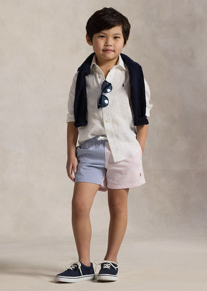 Camisa Blanca Lino Manga Larga Niño