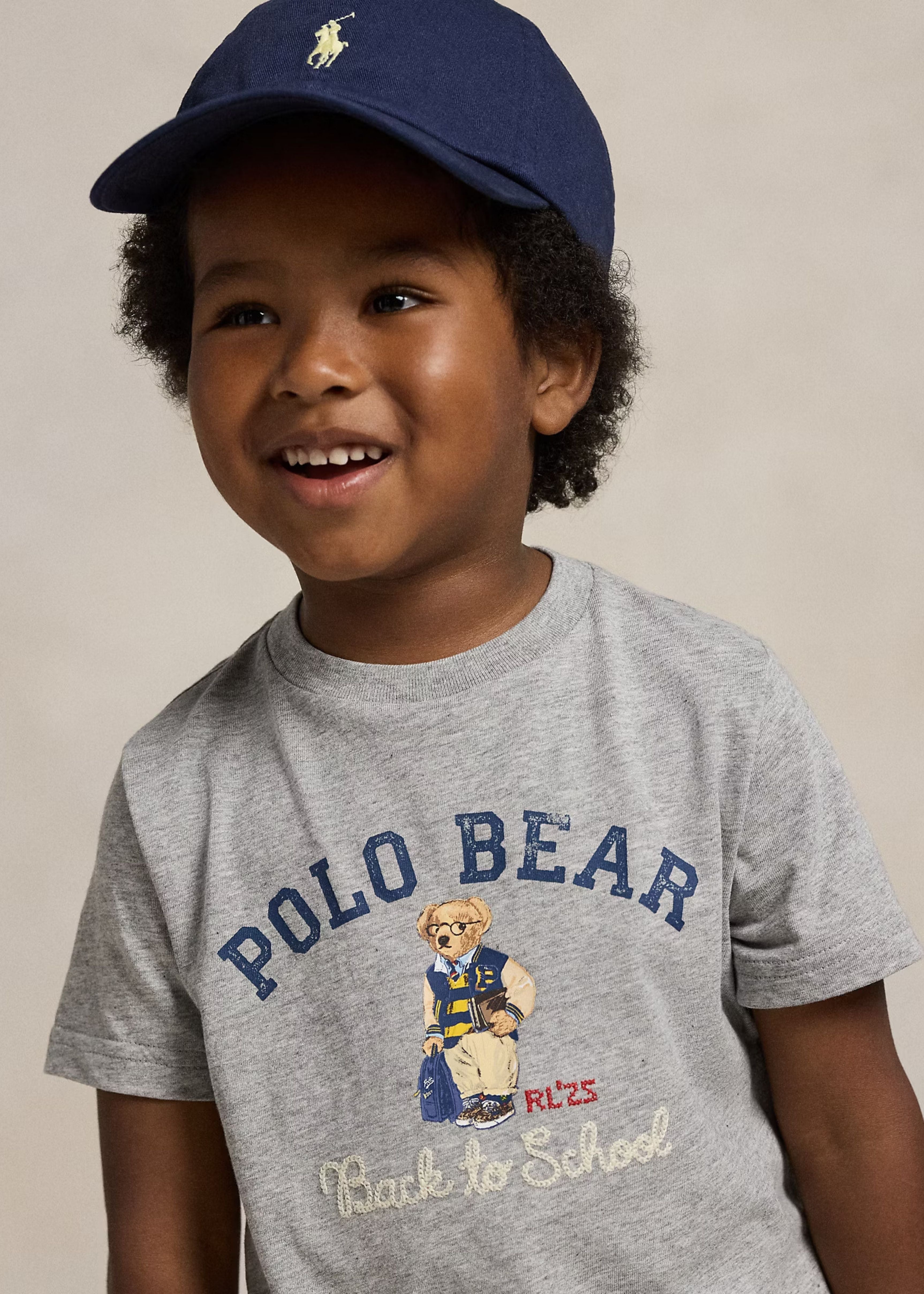 Camiseta Algodón Gris Bordada Polo Bear