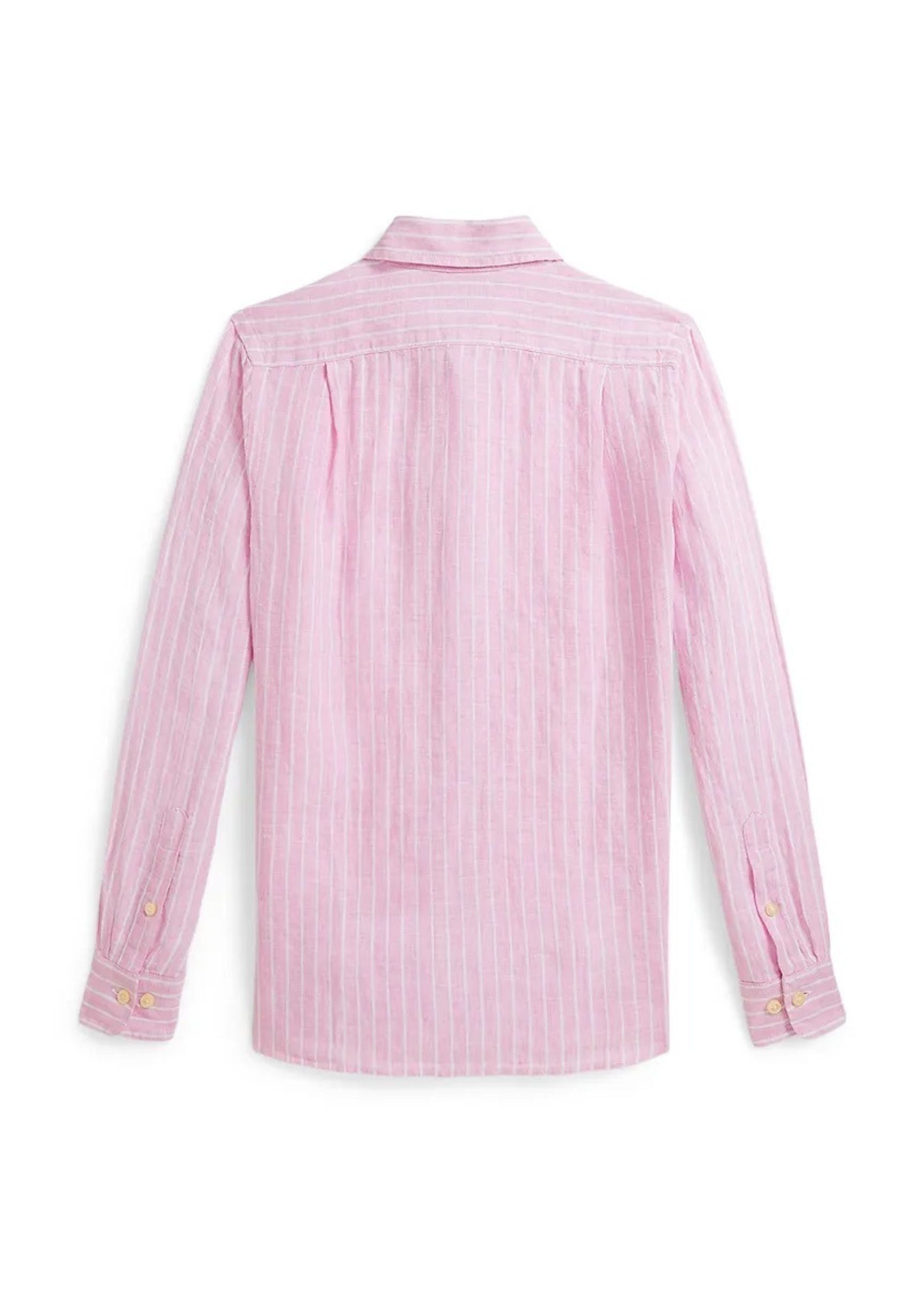 Camisa Rayas Lino Rosa