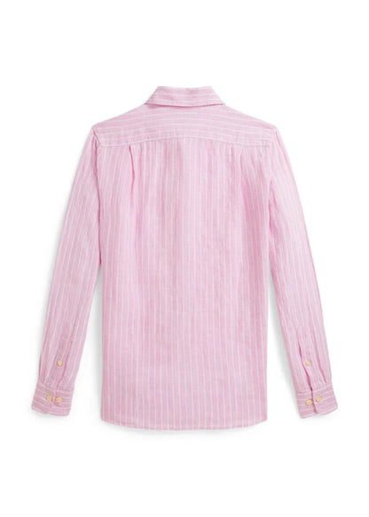 Camisa Rayas Lino Rosa