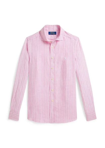 Camisa Rayas Lino Rosa