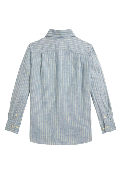 Camisa Rayas Lino Azul
