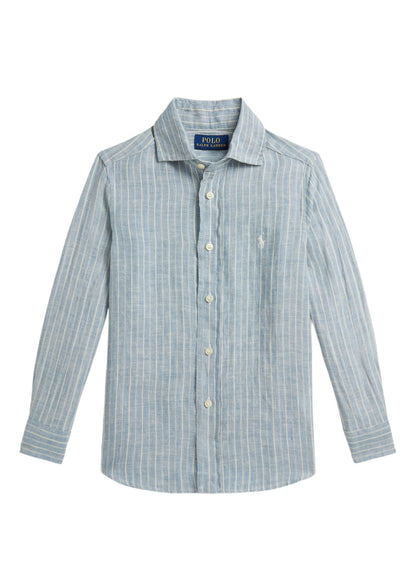 Camisa Rayas Lino Azul