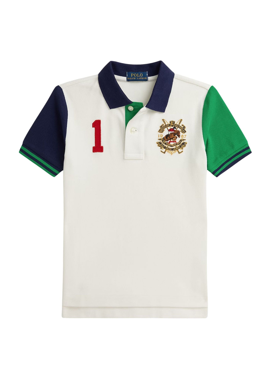 Polo Blanca Bloques Bordados Deportivos