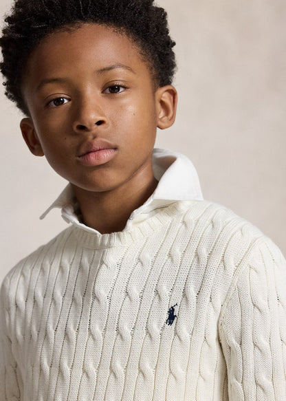 Sweater Tejido Trenzado Blanco