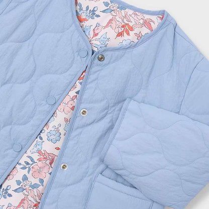 Chaqueta Reversible Floral Celeste