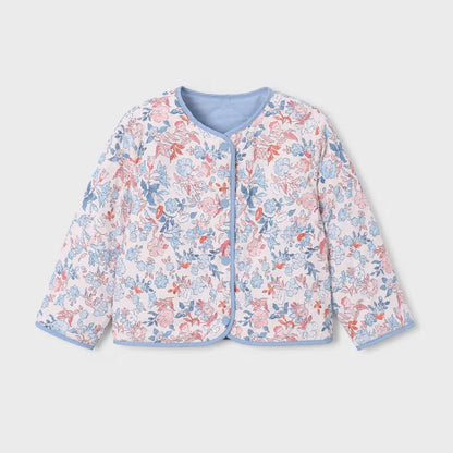 Chaqueta Reversible Floral Celeste