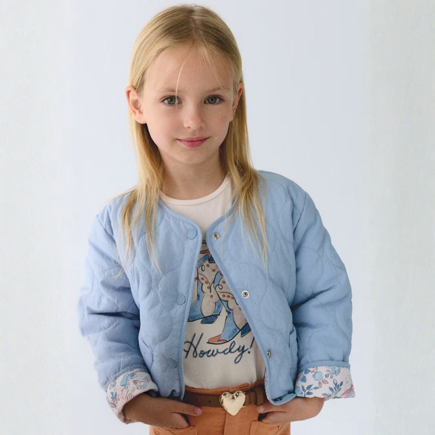Chaqueta Reversible Floral Celeste