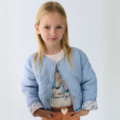 Chaqueta Reversible Floral Celeste