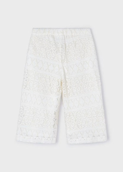 Pantalón Culotte Croché Crudo Niña