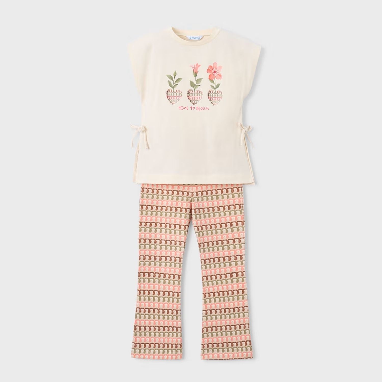 Set Legging Flare &amp; Camiseta Floral Art Mandarina