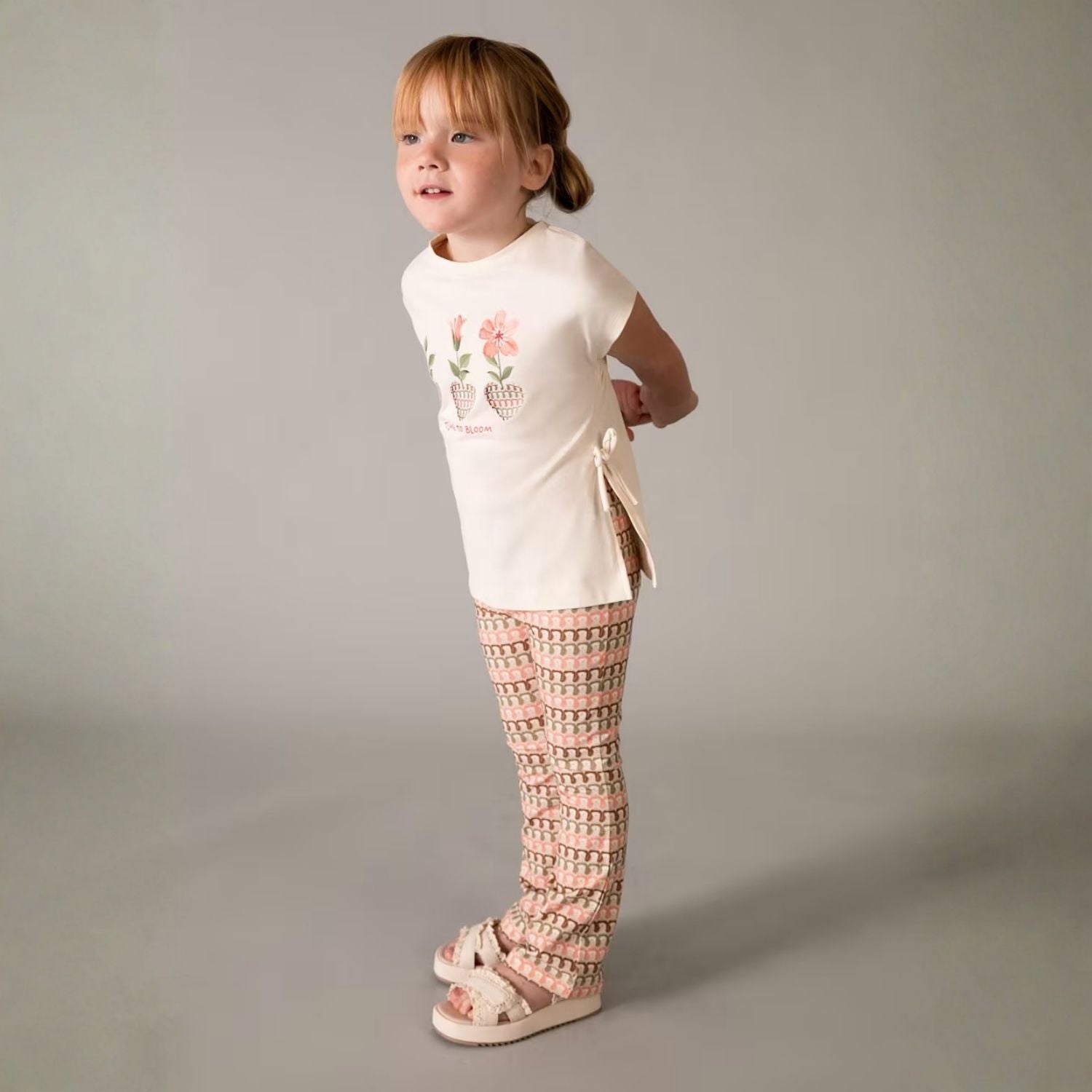Set Legging Flare &amp; Camiseta Floral Art Mandarina