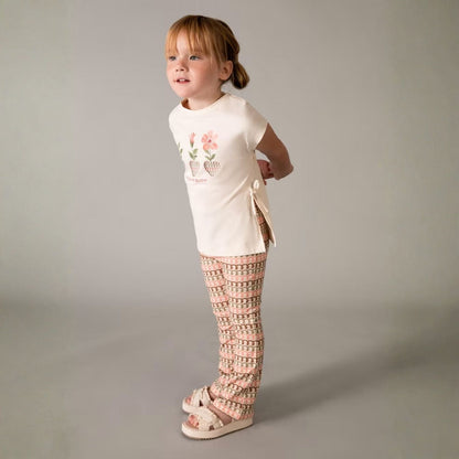 Set Legging Flare &amp; Camiseta Floral Art Mandarina