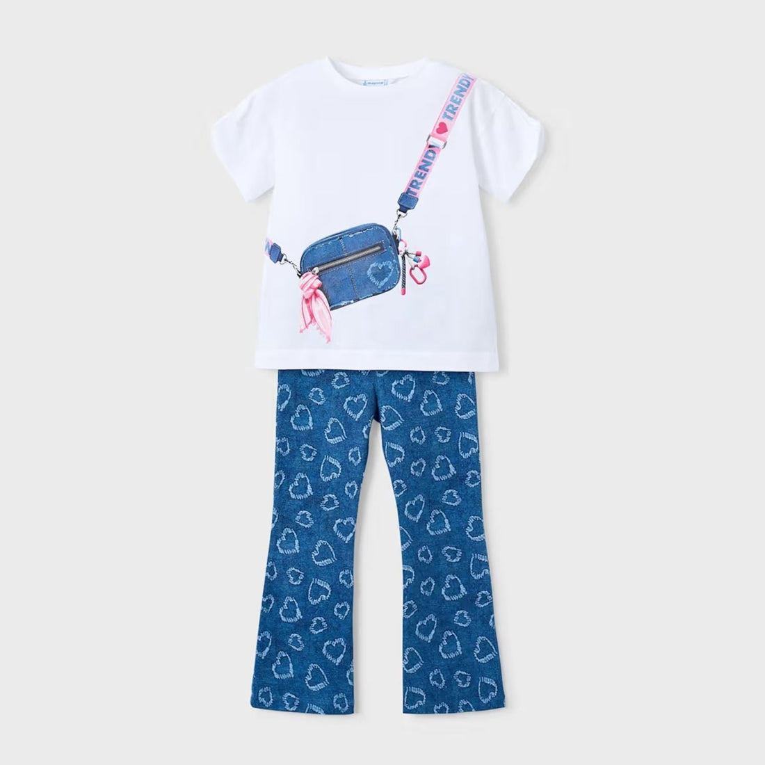 Set Legging Flare Hearts Denim