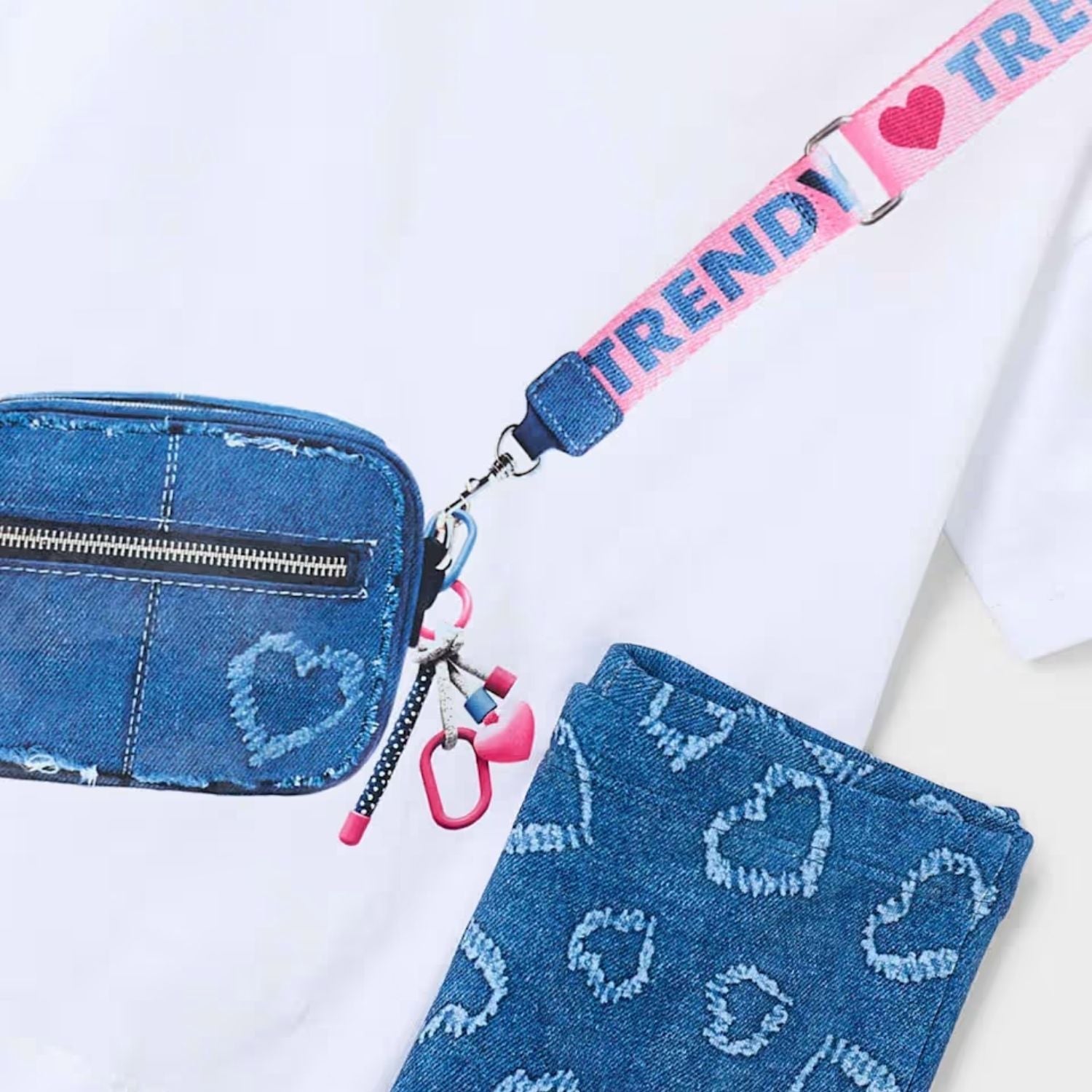 Set Legging Flare Hearts Denim