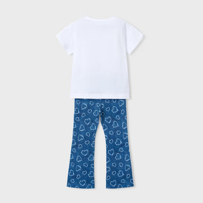 Set Legging Flare Hearts Denim