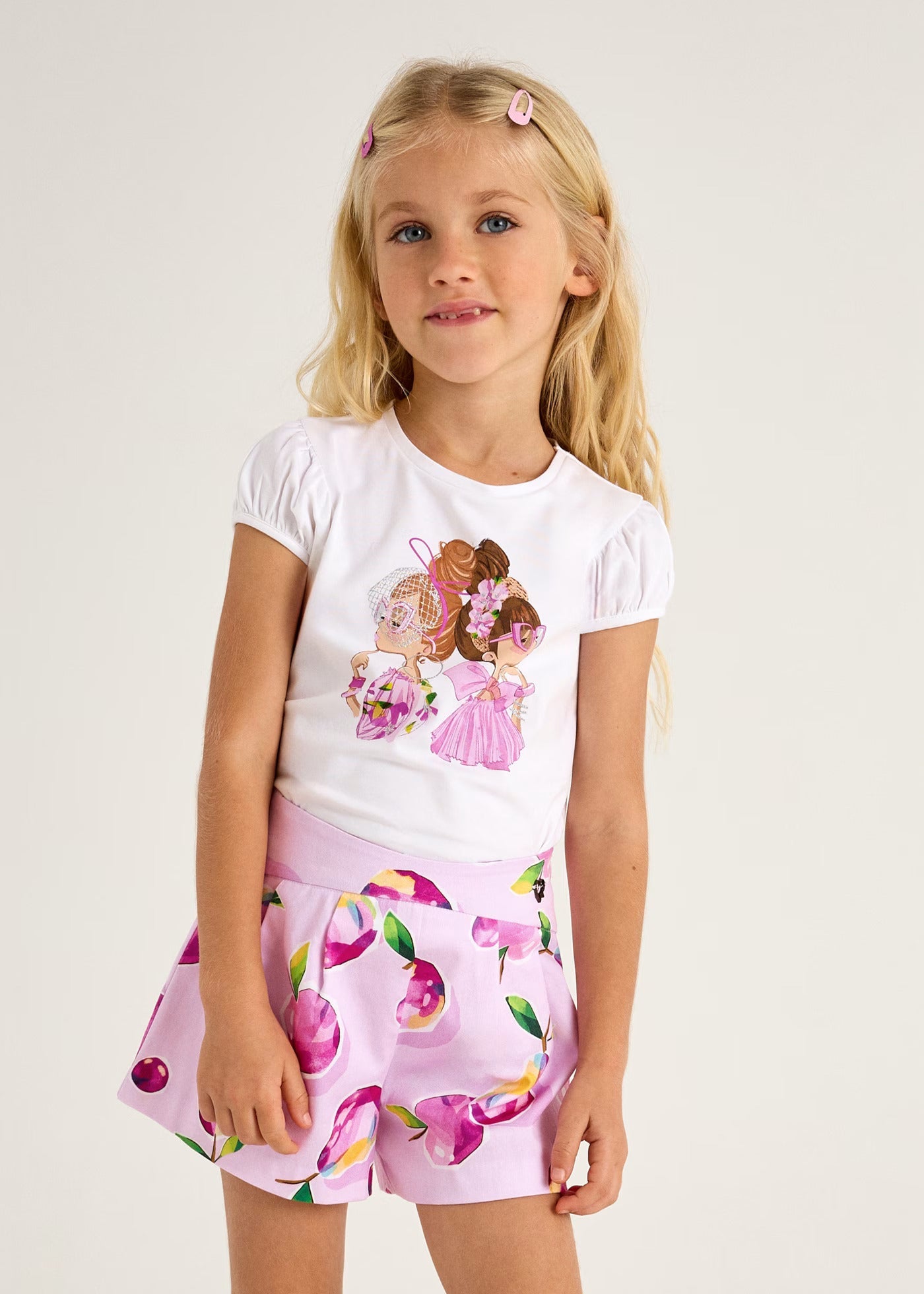 Falda Short Estampada Malva