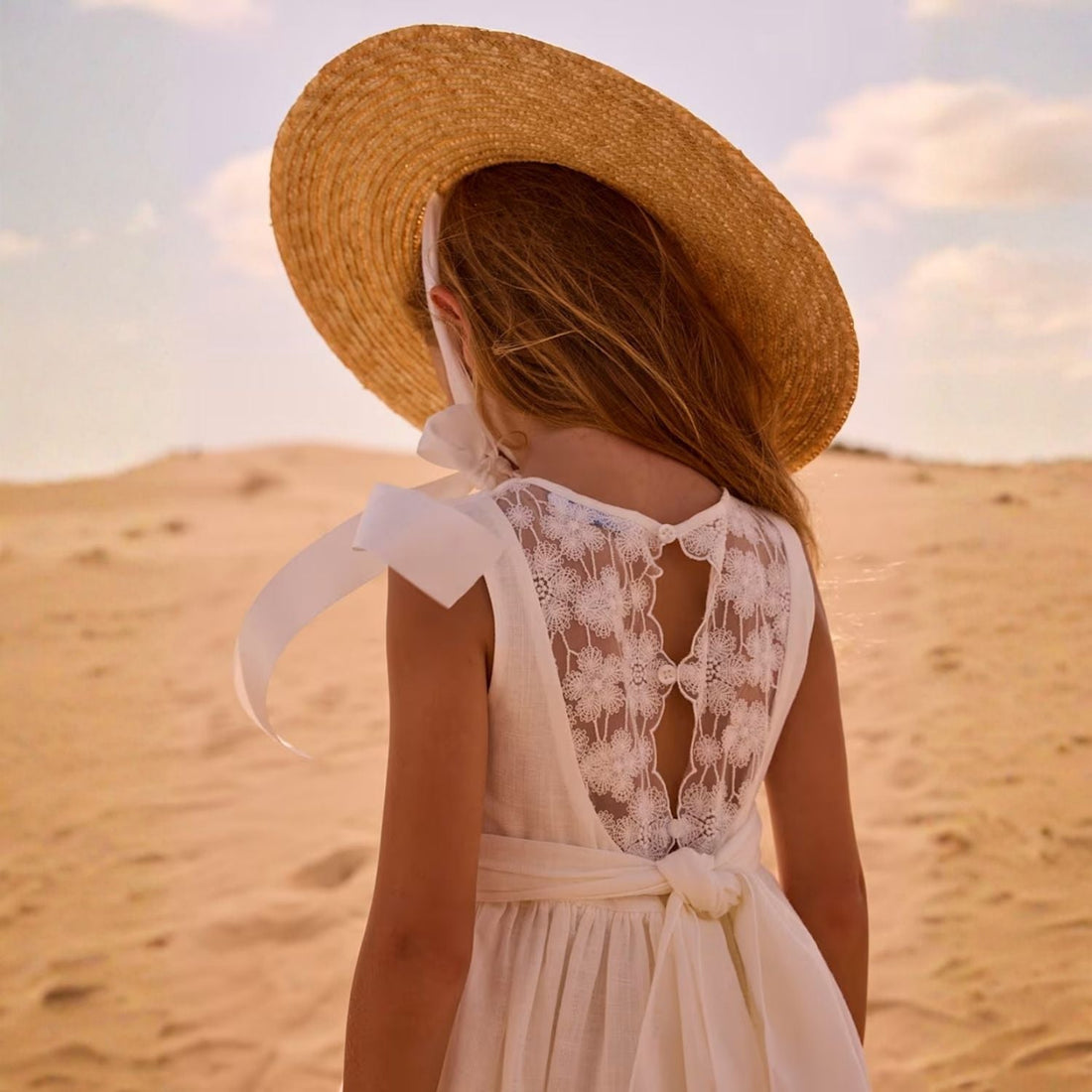 Vestido Encaje Ceremonia Crudo