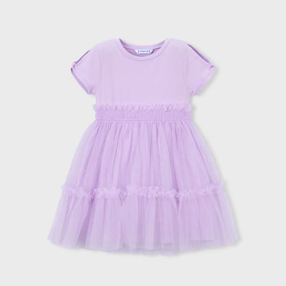Vestido Combinado Tul Malva