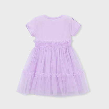 Vestido Combinado Tul Malva