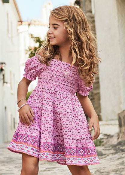 Vestido Boho Chic Estampado Malva