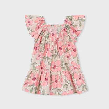 Vestido Nido Abeja Floral Art Mandarina