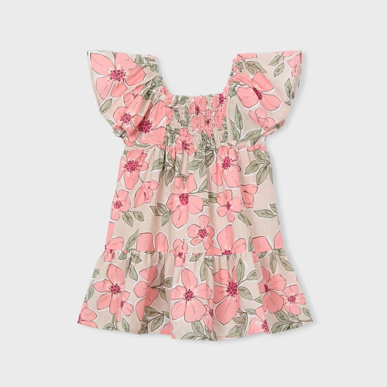 Vestido Nido Abeja Floral Art Mandarina