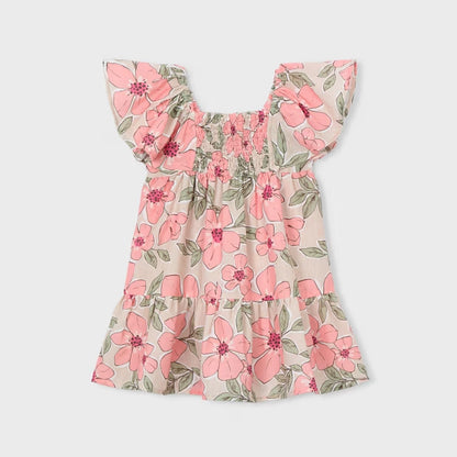 Vestido Nido Abeja Floral Art Mandarina