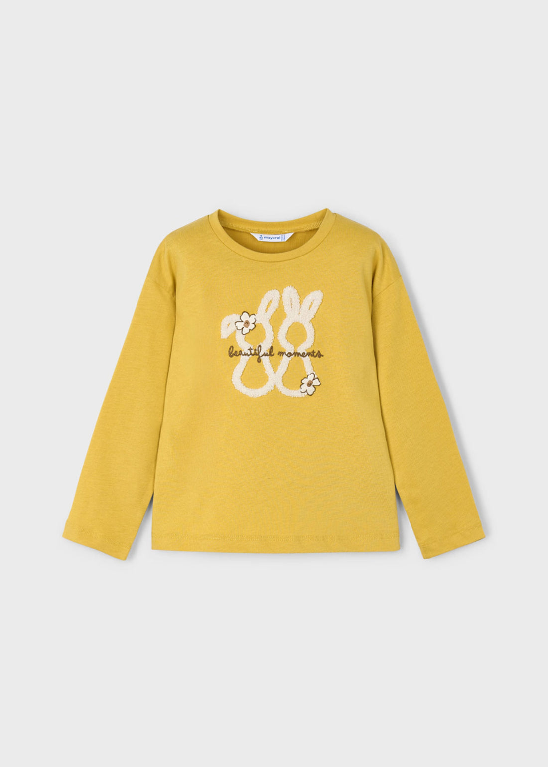 Camiseta Mostaza Bordada Little Bunny 100% Cotton
