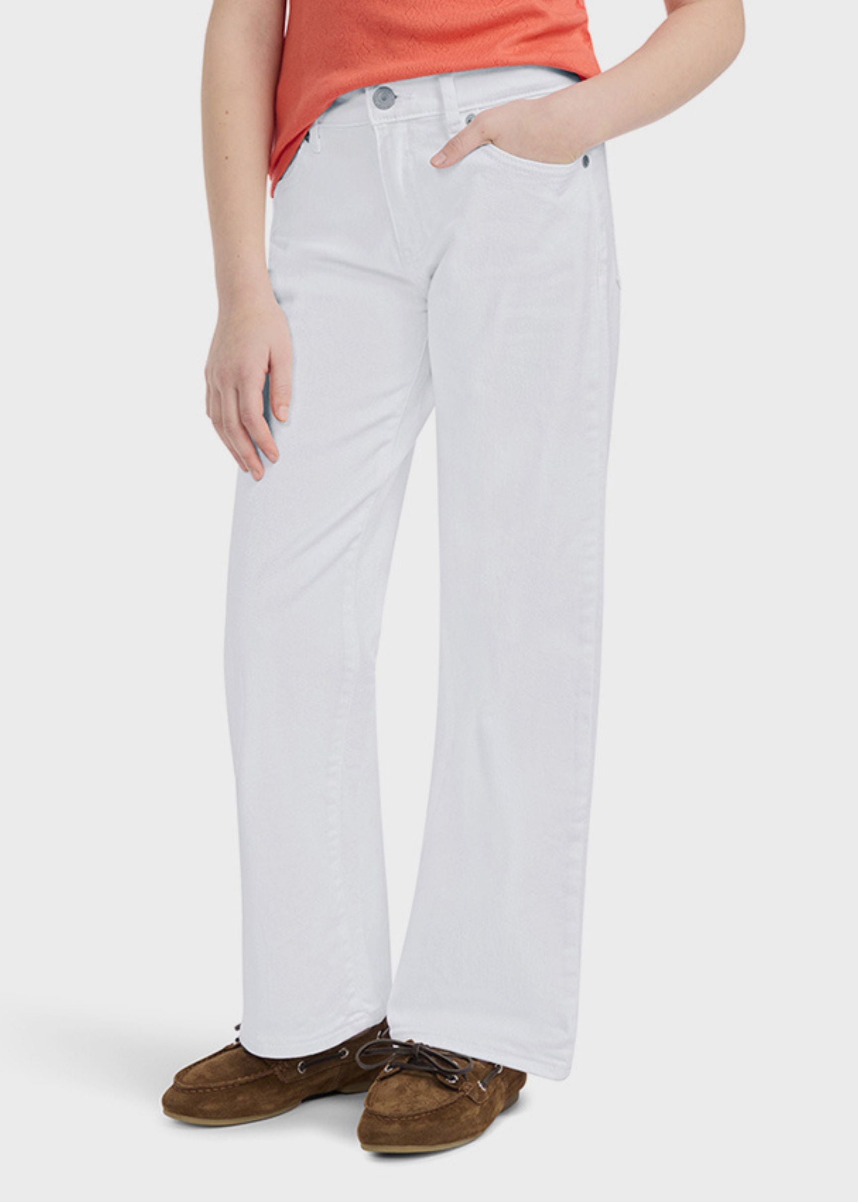 Jeans Wide Leg Mid Rise Blanco