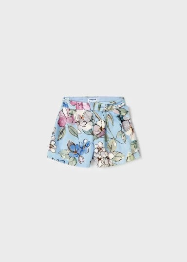 Short Celeste Estampado Terciopelo Niña