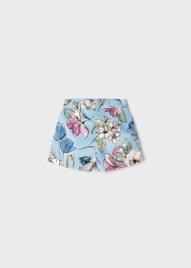 Short Celeste Estampado Terciopelo Niña