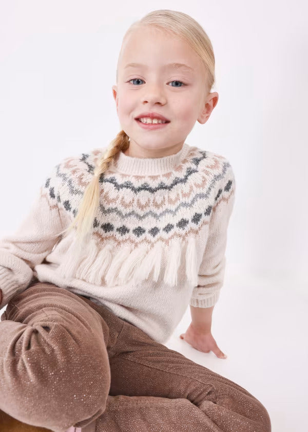 Sweater Marfil Jacquard Flecos Niña