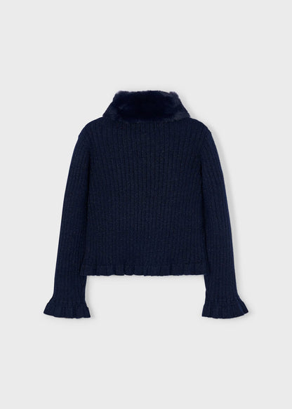 Cárdigan Tricot Cuello Pelo Marino