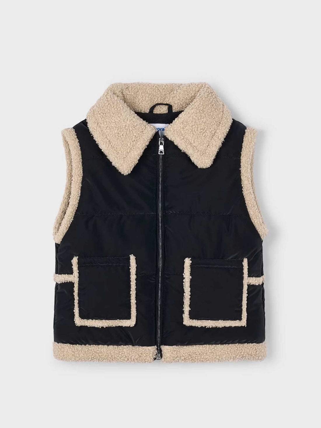Chaleco Contrastes Borrego Negro