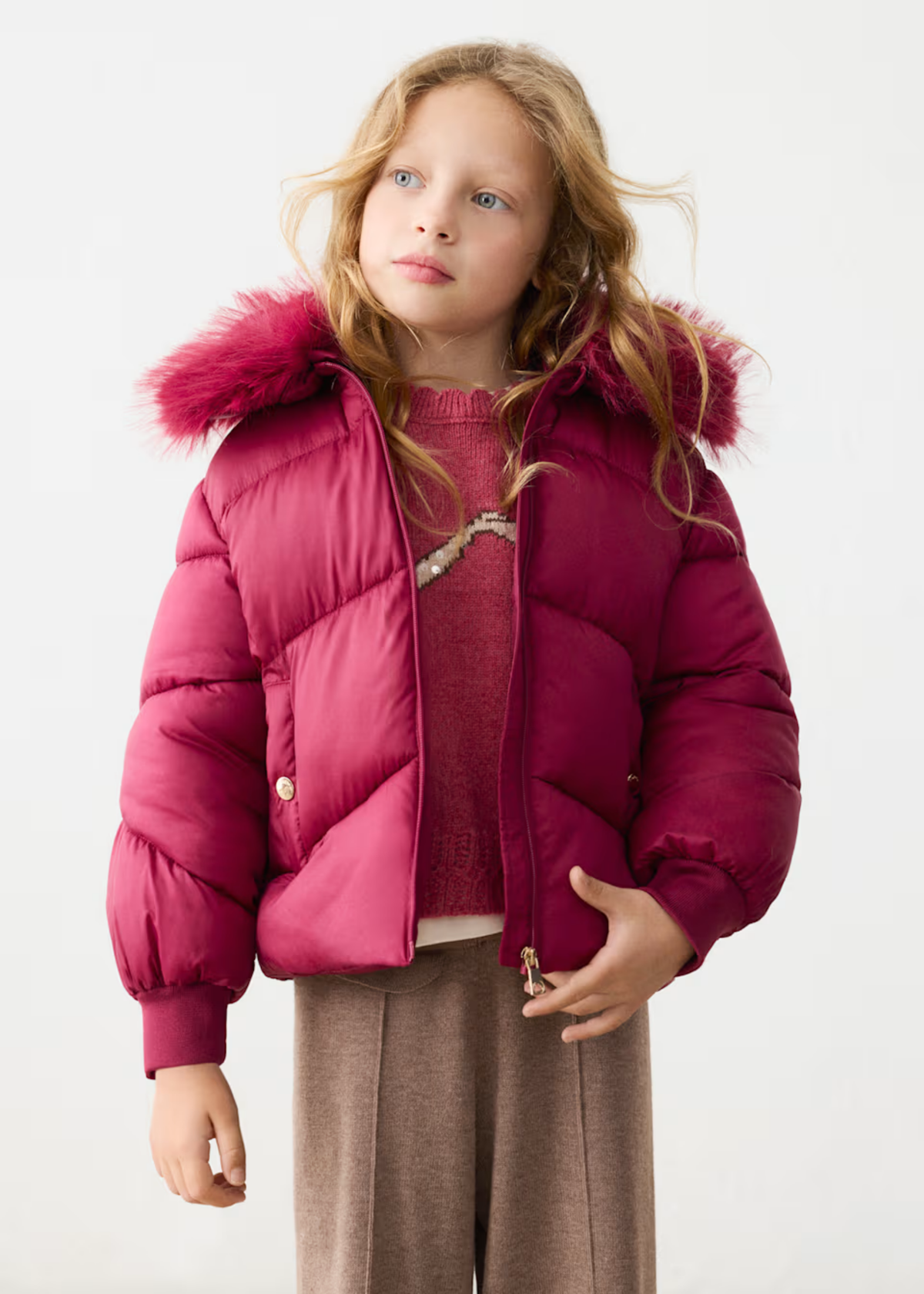 Chaquetón Acolchado Pelo Framboise