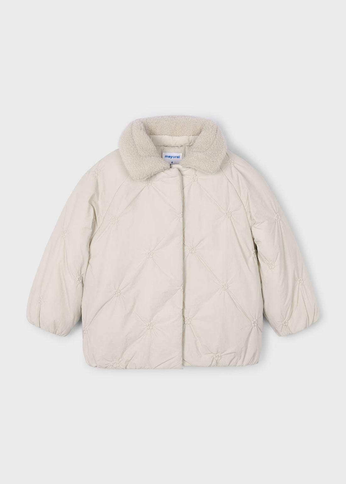 Chaquetón Microfibra Arena Flores Bordadas